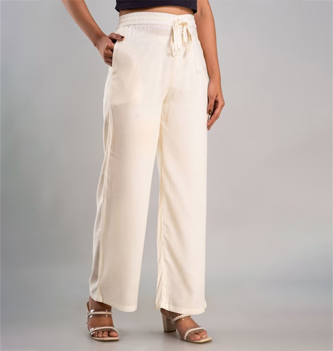 Women Cream-Coloured Palazzos